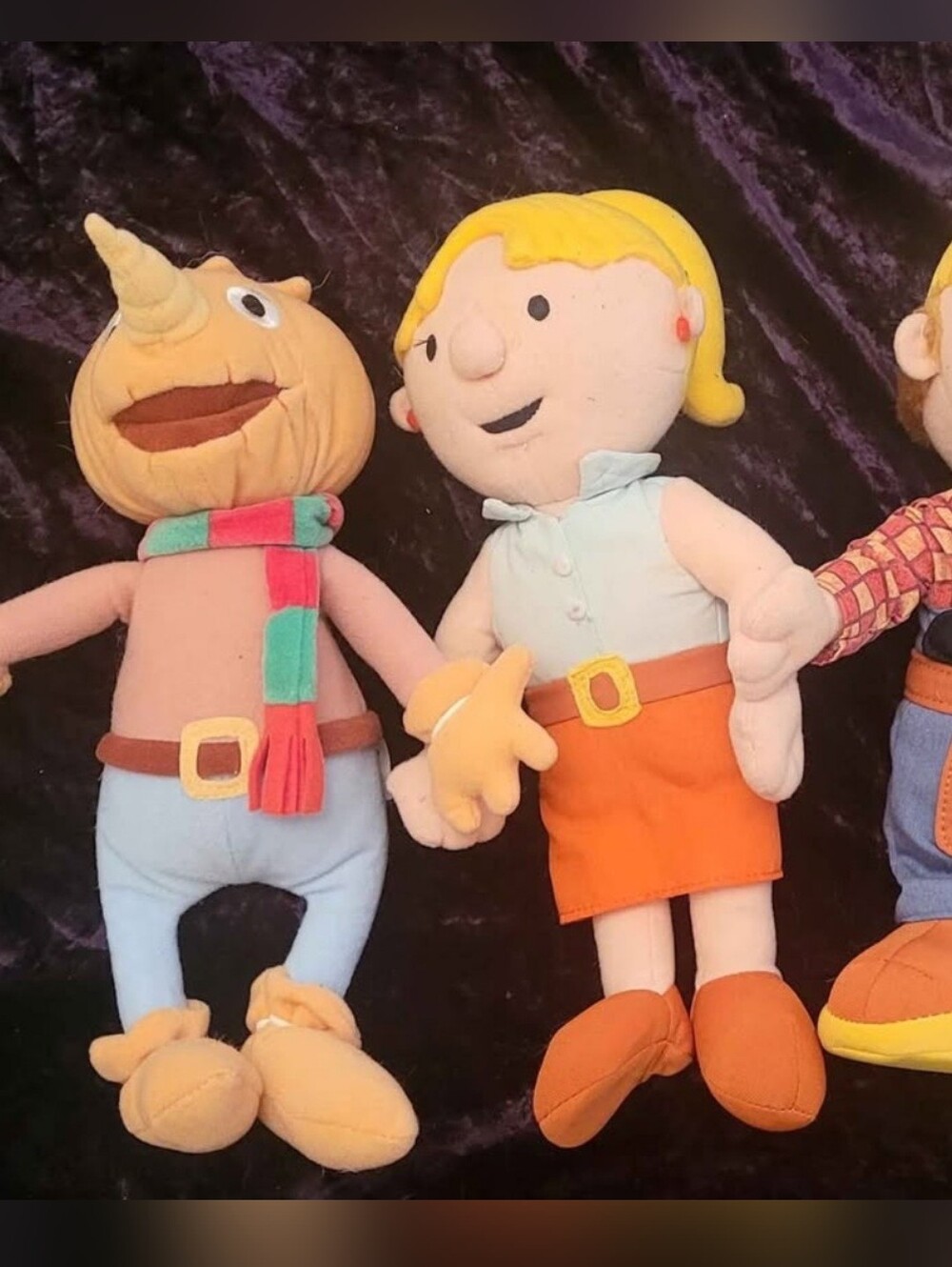 Bob The Builder Plush Character Dolls Set Of 3. Includes Bob, Wendy, and Spud.